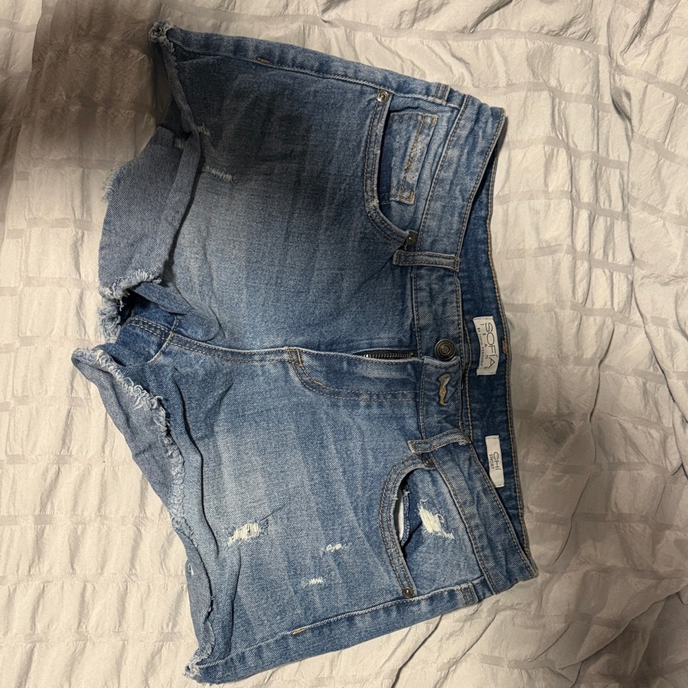 sofia by sofia vergara Light Blue Distressed Denim Shorts